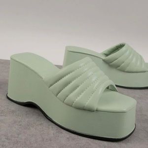 Sage platform sandals